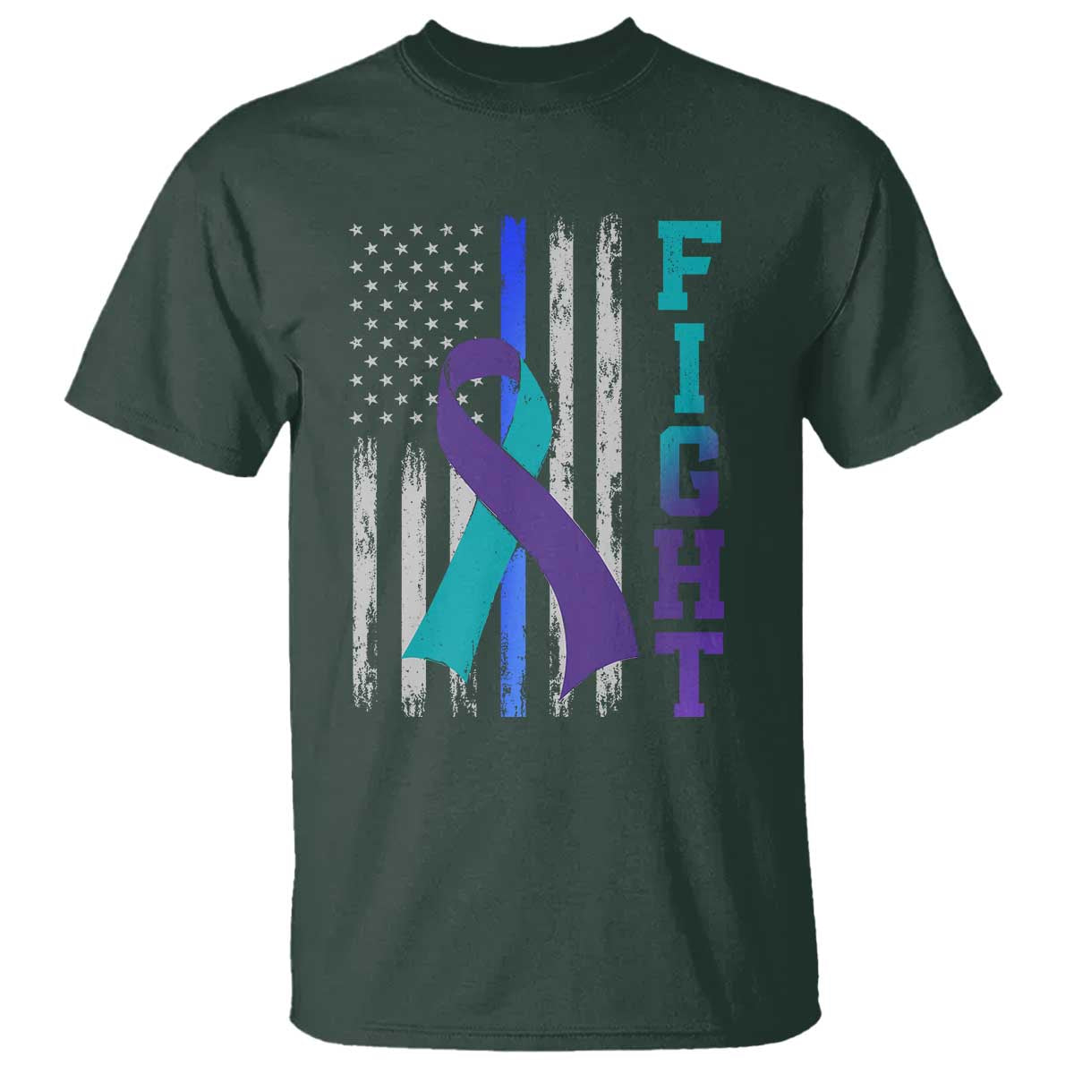 Fight Police Suicide Prevention Awareness American Flag Ribbon Support T Shirt