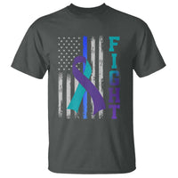 Fight Police Suicide Prevention Awareness American Flag Ribbon Support T Shirt