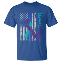 Fight Police Suicide Prevention Awareness American Flag Ribbon Support T Shirt