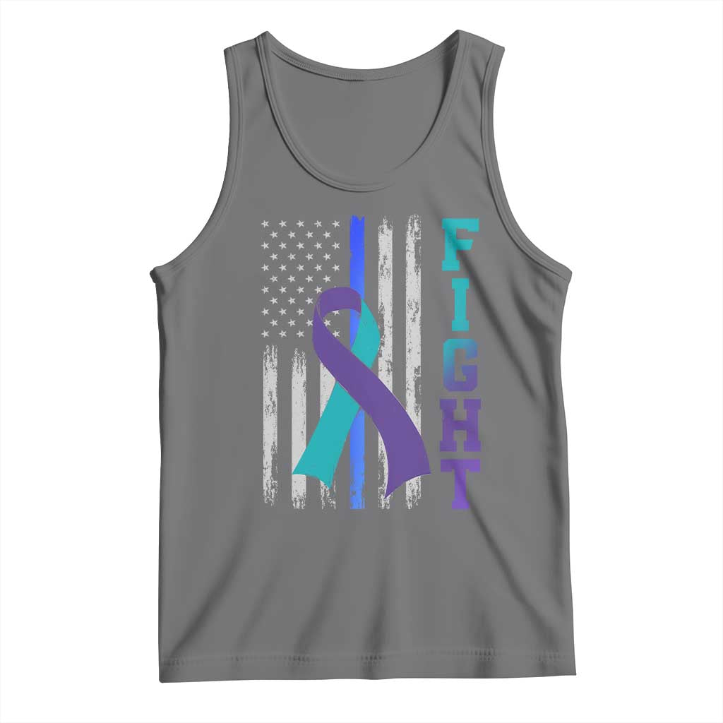 Fight Police Suicide Prevention Awareness American Flag Ribbon Support Tank Top