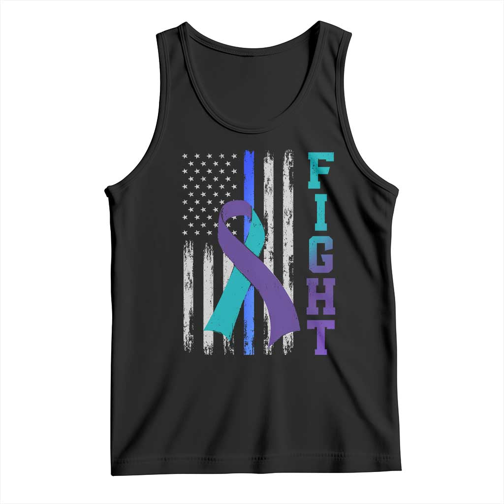 Fight Police Suicide Prevention Awareness American Flag Ribbon Support Tank Top
