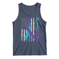 Fight Police Suicide Prevention Awareness American Flag Ribbon Support Tank Top