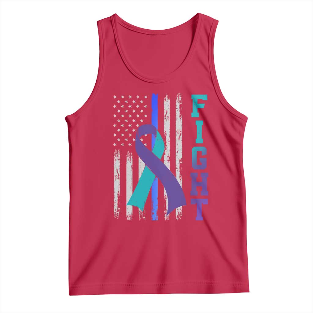 Fight Police Suicide Prevention Awareness American Flag Ribbon Support Tank Top