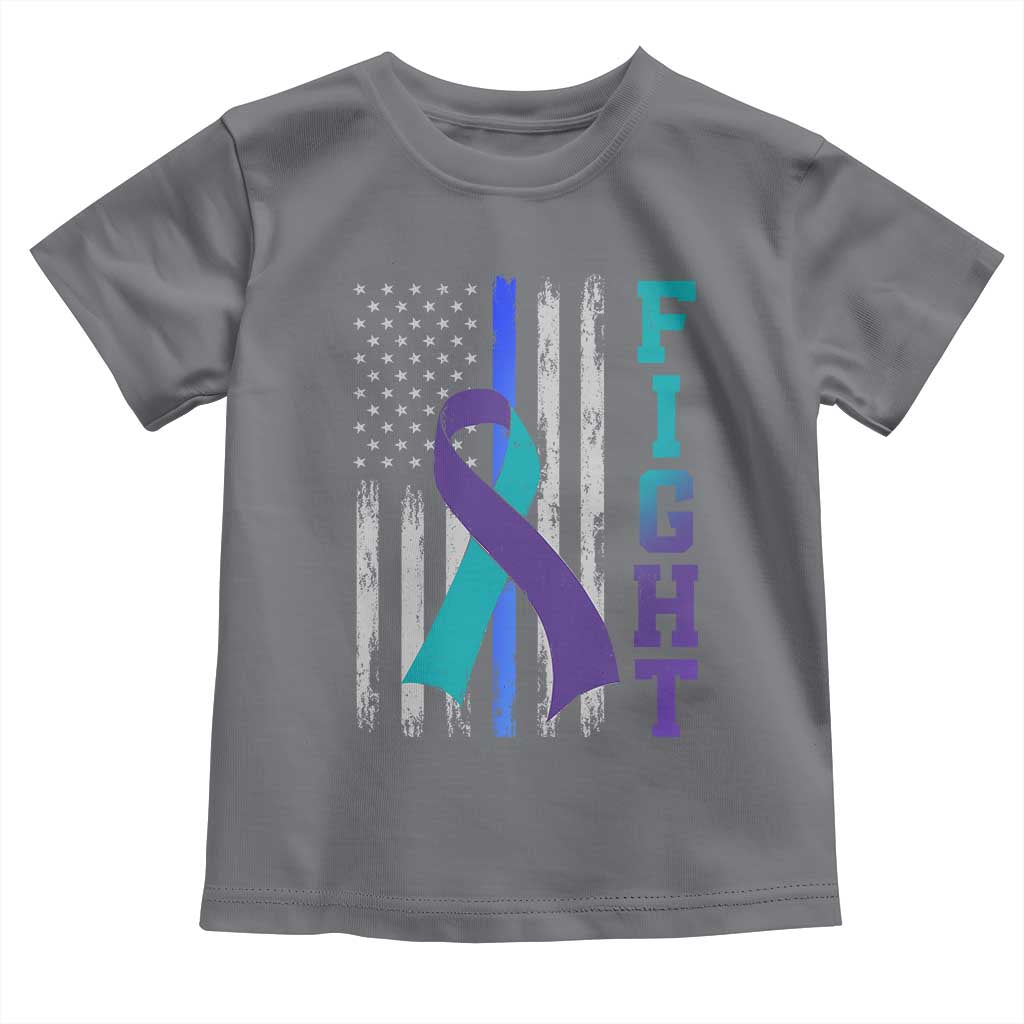 Fight Police Suicide Prevention Awareness American Flag Ribbon Support Toddler T Shirt