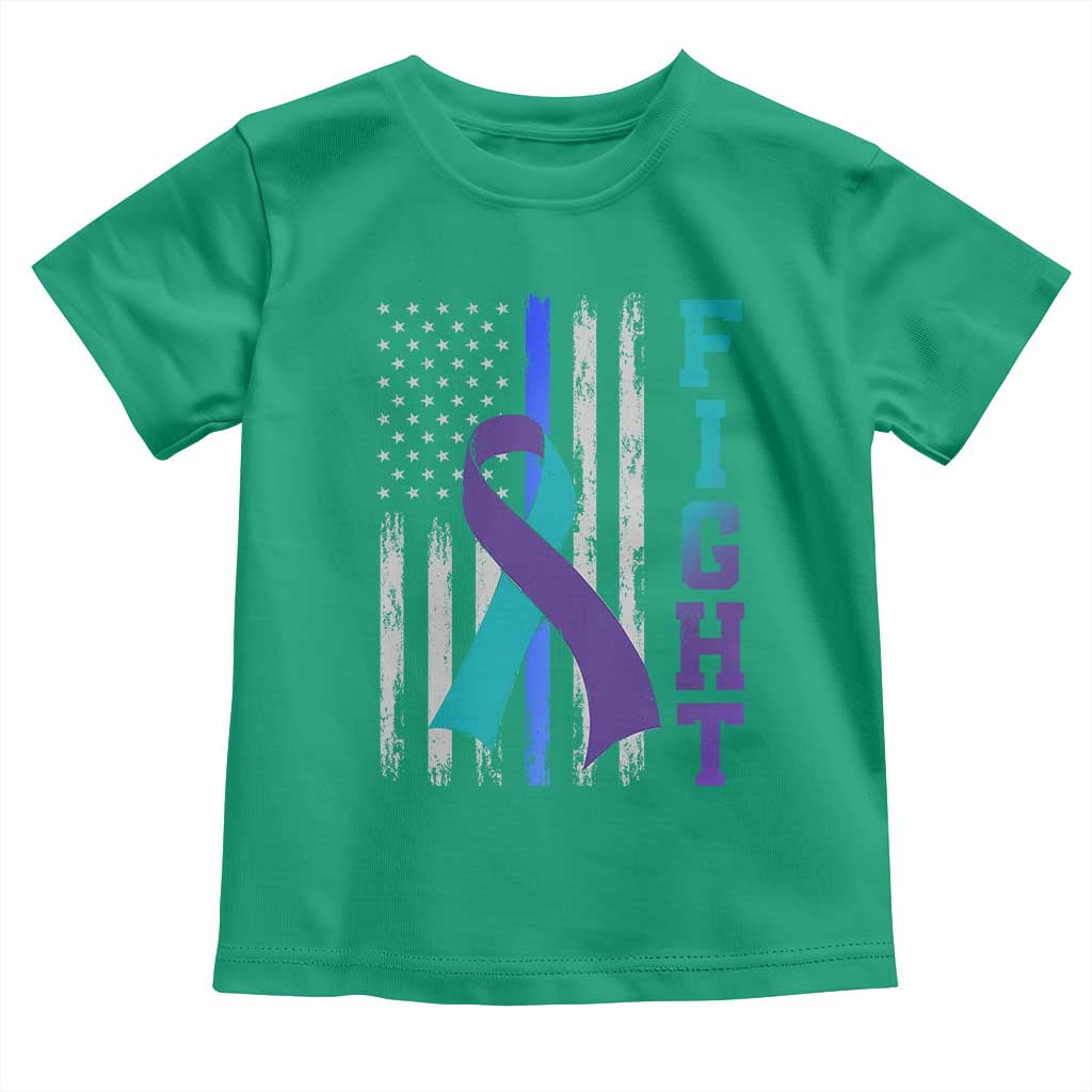 Fight Police Suicide Prevention Awareness American Flag Ribbon Support Toddler T Shirt