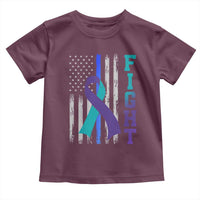 Fight Police Suicide Prevention Awareness American Flag Ribbon Support Toddler T Shirt