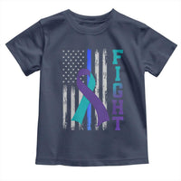 Fight Police Suicide Prevention Awareness American Flag Ribbon Support Toddler T Shirt