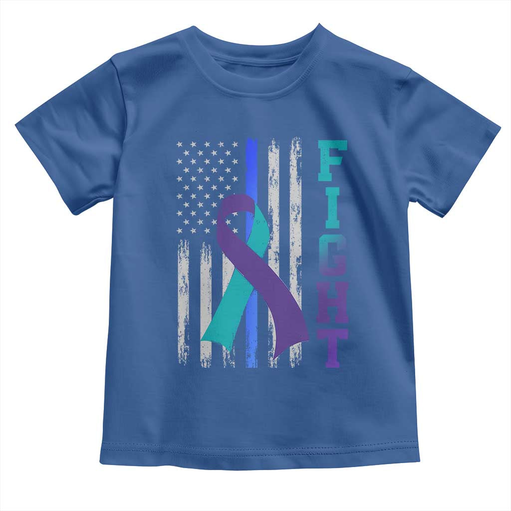 Fight Police Suicide Prevention Awareness American Flag Ribbon Support Toddler T Shirt