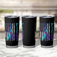 Fight Police Suicide Prevention Awareness American Flag Ribbon Support Tumbler Cup