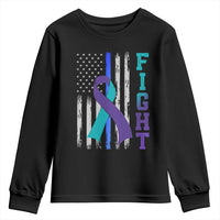 Fight Police Suicide Prevention Awareness American Flag Ribbon Support Youth Sweatshirt