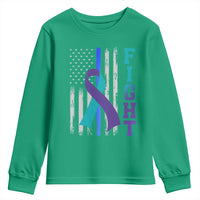 Fight Police Suicide Prevention Awareness American Flag Ribbon Support Youth Sweatshirt