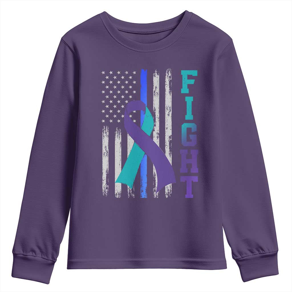 Fight Police Suicide Prevention Awareness American Flag Ribbon Support Youth Sweatshirt