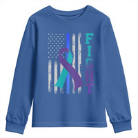 Fight Police Suicide Prevention Awareness American Flag Ribbon Support Youth Sweatshirt