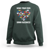 Harris Walz 2024 Sweatshirt Mind Your Own Damn Business Unity LGBT American Flag - Wonder Print Shop