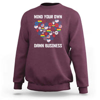 Harris Walz 2024 Sweatshirt Mind Your Own Damn Business Unity LGBT American Flag - Wonder Print Shop