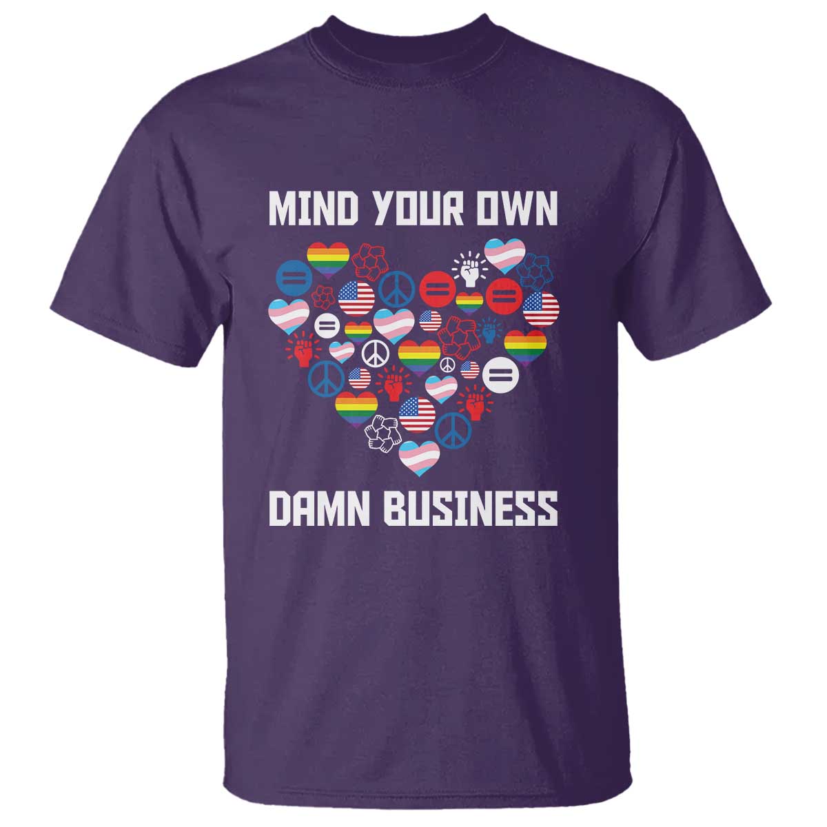 Harris Walz 2024 T Shirt Mind Your Own Damn Business Unity LGBT American Flag - Wonder Print Shop