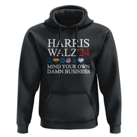 Harris Walz'24 Hoodie Mind Your Own Damn Business American LGBT Flag Unity Heart - Wonder Print Shop