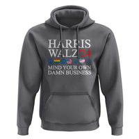 Harris Walz'24 Hoodie Mind Your Own Damn Business American LGBT Flag Unity Heart - Wonder Print Shop