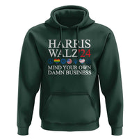 Harris Walz'24 Hoodie Mind Your Own Damn Business American LGBT Flag Unity Heart - Wonder Print Shop