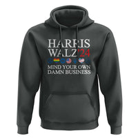 Harris Walz'24 Hoodie Mind Your Own Damn Business American LGBT Flag Unity Heart - Wonder Print Shop