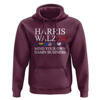 Harris Walz'24 Hoodie Mind Your Own Damn Business American LGBT Flag Unity Heart - Wonder Print Shop