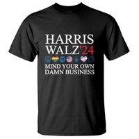 Harris Walz'24 T Shirt Mind Your Own Damn Business American LGBT Flag Unity Heart - Wonder Print Shop