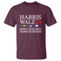 Harris Walz'24 T Shirt Mind Your Own Damn Business American LGBT Flag Unity Heart - Wonder Print Shop