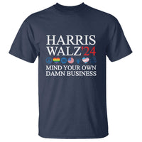Harris Walz'24 T Shirt Mind Your Own Damn Business American LGBT Flag Unity Heart - Wonder Print Shop