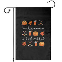 Thanksgiving Day Garden Flag Tis The Season To Be Thankful Pumpkin Ice Hockey Maple Leaf - Wonder Print Shop
