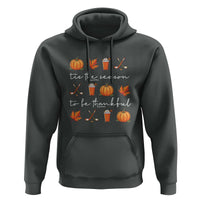 Thanksgiving Day Hoodie Tis The Season To Be Thankful Pumpkin Ice Hockey Maple Leaf