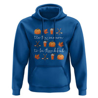 Thanksgiving Day Hoodie Tis The Season To Be Thankful Pumpkin Ice Hockey Maple Leaf