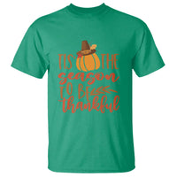 Thanksgiving Day T Shirt Tis The Season To Be Thankful Pumpkin Fall Season Pilgrim Hat - Wonder Print Shop