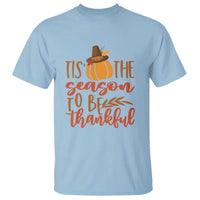 Thanksgiving Day T Shirt Tis The Season To Be Thankful Pumpkin Fall Season Pilgrim Hat - Wonder Print Shop