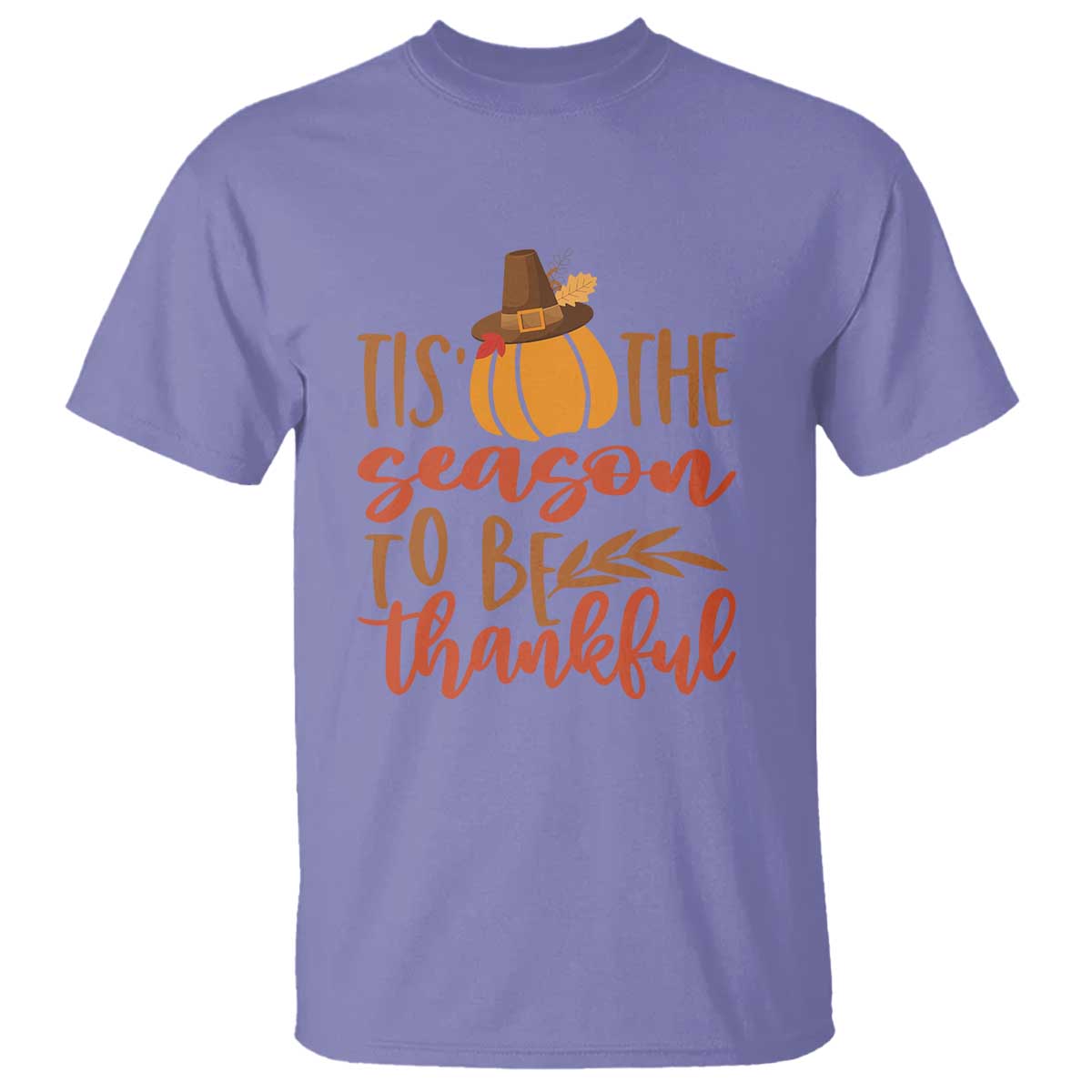 Thanksgiving Day T Shirt Tis The Season To Be Thankful Pumpkin Fall Season Pilgrim Hat - Wonder Print Shop
