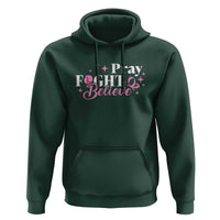 Breast Cancer Awareness Hoodie Pray Fight Believe Boxing Glove Pink Ribbon Butterfly - Wonder Print Shop