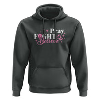 Breast Cancer Awareness Hoodie Pray Fight Believe Boxing Glove Pink Ribbon Butterfly - Wonder Print Shop