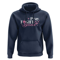 Breast Cancer Awareness Hoodie Pray Fight Believe Boxing Glove Pink Ribbon Butterfly - Wonder Print Shop