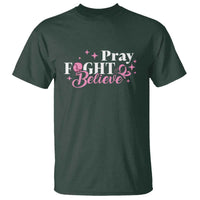Breast Cancer Awareness T Shirt Pray Fight Believe Boxing Glove Pink Ribbon Butterfly - Wonder Print Shop