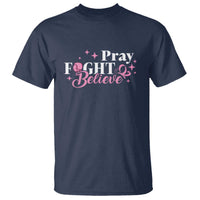 Breast Cancer Awareness T Shirt Pray Fight Believe Boxing Glove Pink Ribbon Butterfly - Wonder Print Shop