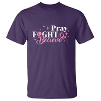 Breast Cancer Awareness T Shirt Pray Fight Believe Boxing Glove Pink Ribbon Butterfly - Wonder Print Shop