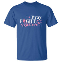 Breast Cancer Awareness T Shirt Pray Fight Believe Boxing Glove Pink Ribbon Butterfly - Wonder Print Shop