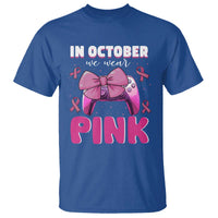 In October We Wear Pink T Shirt Breast Cancer Awareness Game Console Pink Bow - Wonder Print Shop