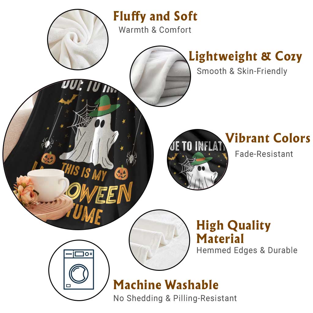 Funny Halloween Throw Blanket Due To Inflation This Is My Halloween Costume Cute Ghost - Wonder Print Shop