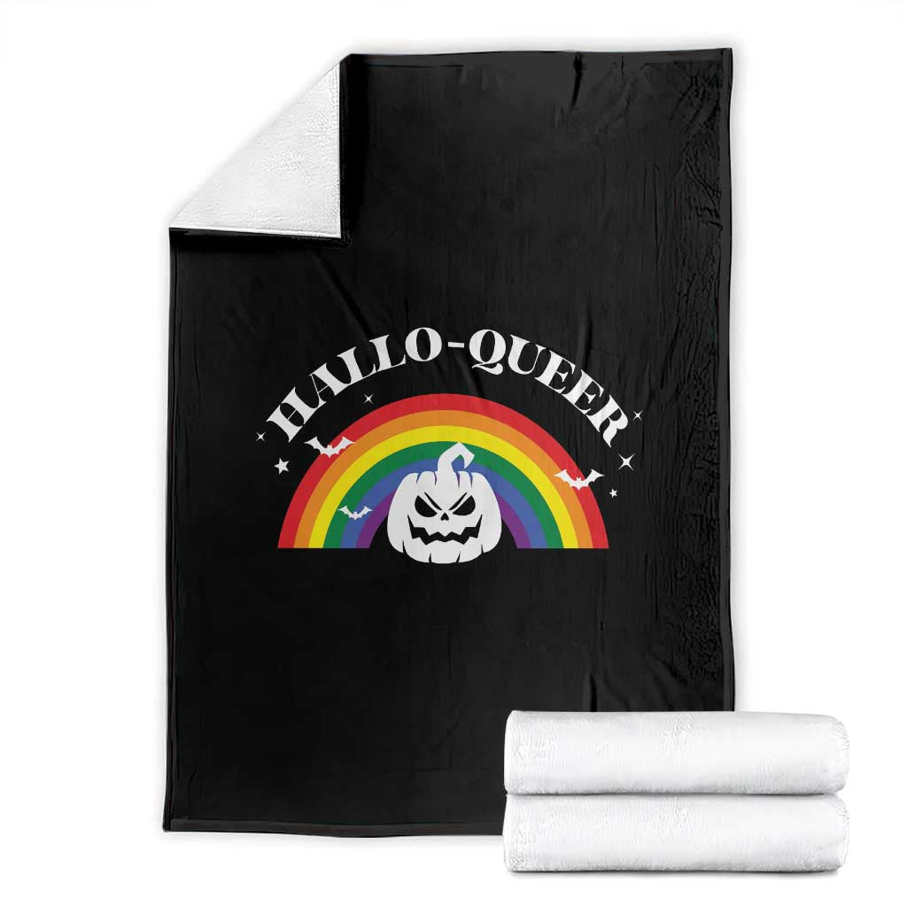 Halloween LGBT Throw Blanket Hallo Queer Halloween Rainbow Pumpkin - Wonder Print Shop