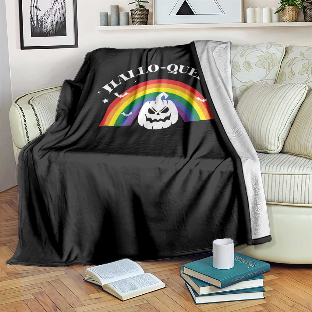 Halloween LGBT Throw Blanket Hallo Queer Halloween Rainbow Pumpkin - Wonder Print Shop