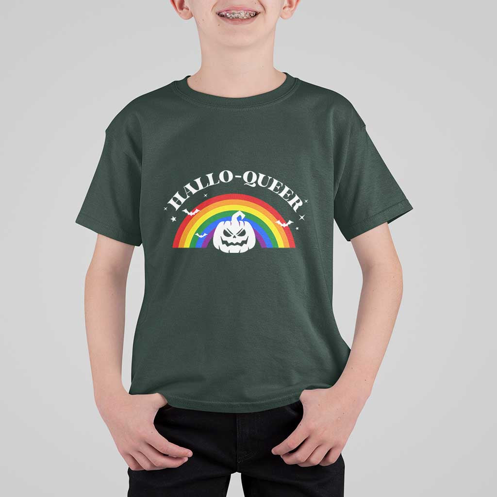 Halloween LGBT T Shirt For Kid Hallo Queer Halloween Rainbow Pumpkin - Wonder Print Shop