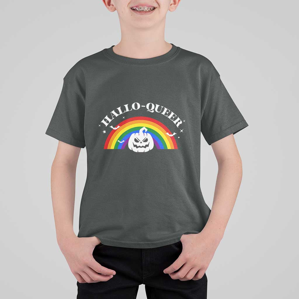 Halloween LGBT T Shirt For Kid Hallo Queer Halloween Rainbow Pumpkin - Wonder Print Shop