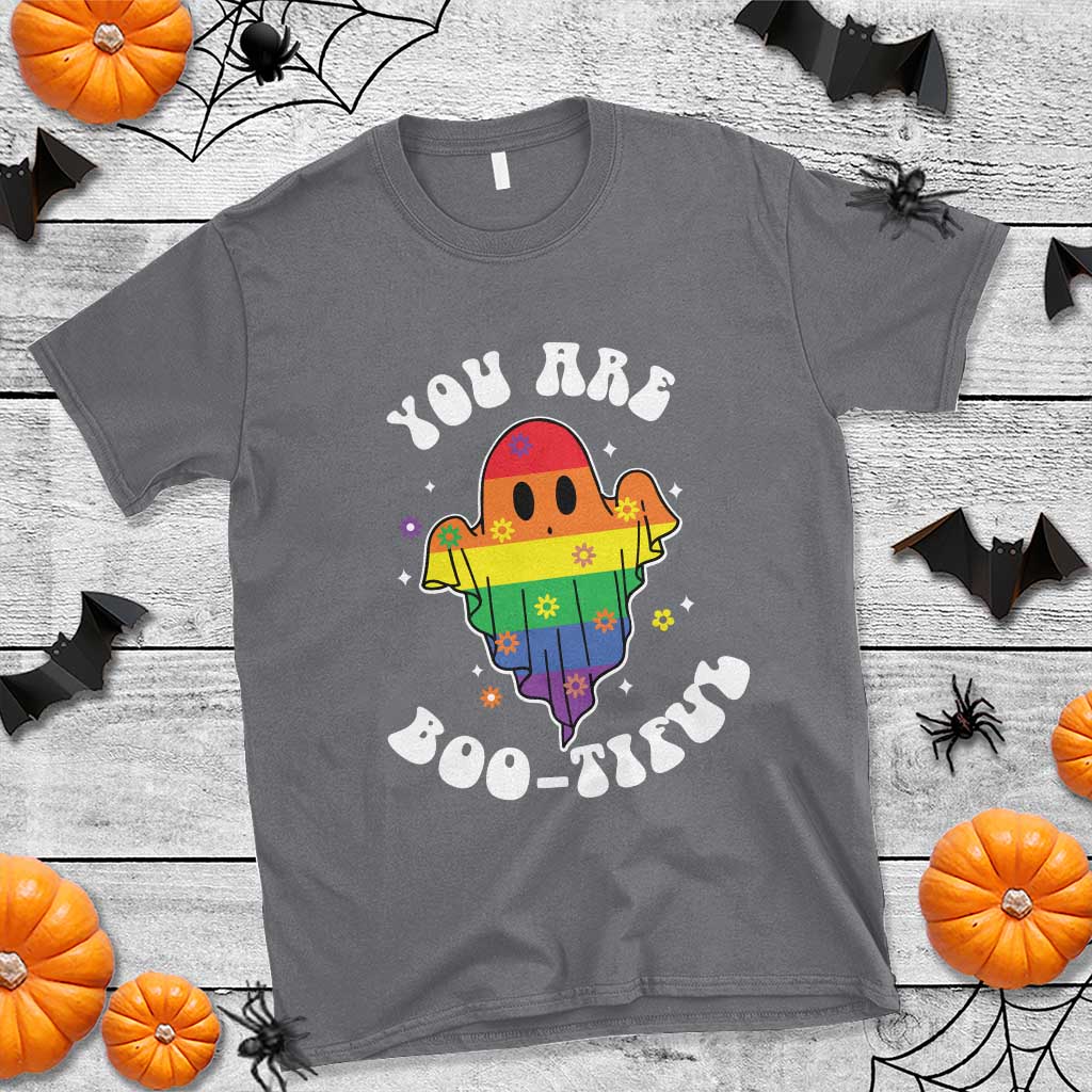 Halloween LGBT T Shirt You Are Boo Tiful Beautiful Rainbow Ghost - Wonder Print Shop