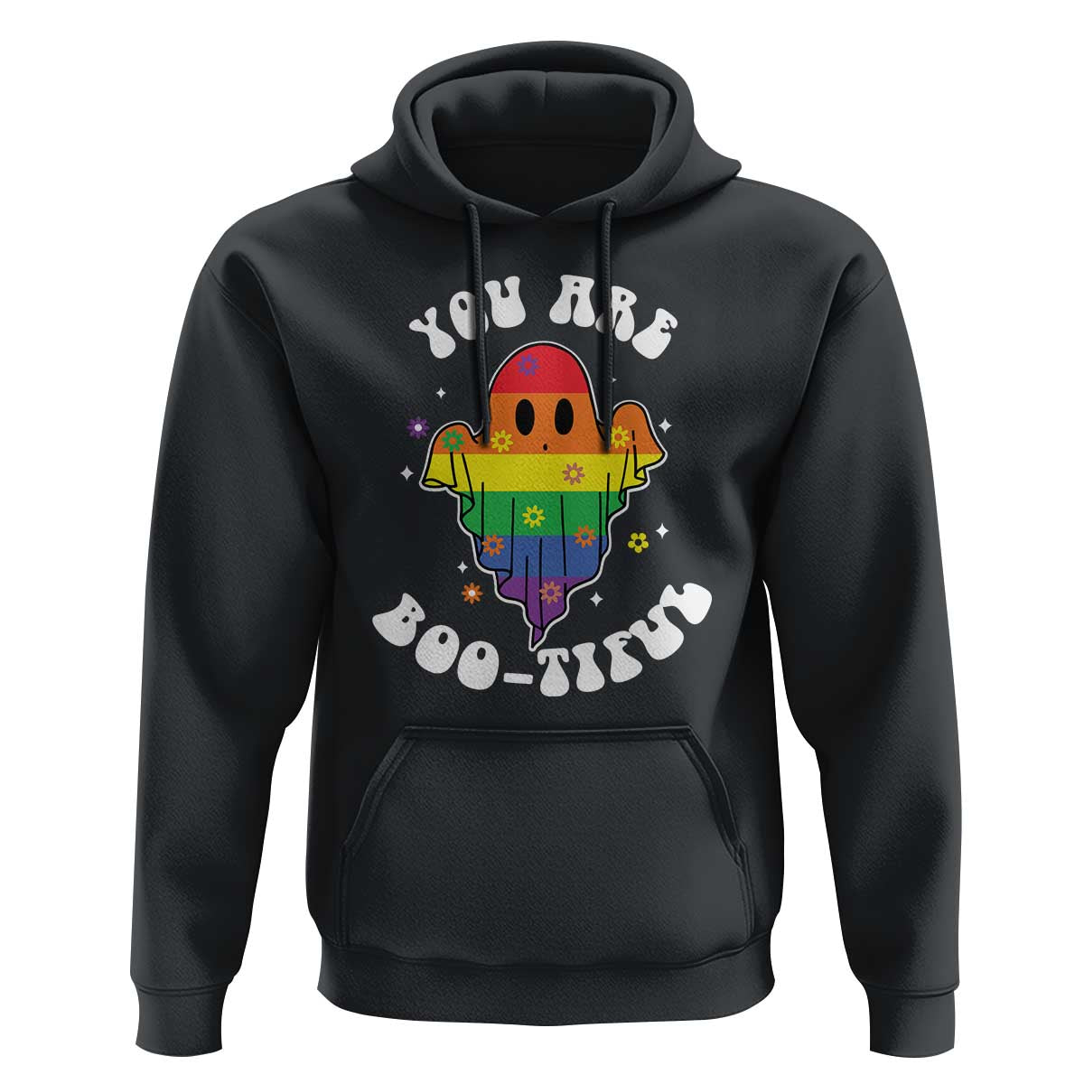 Halloween LGBT Hoodie You Are Boo Tiful Beautiful Rainbow Ghost