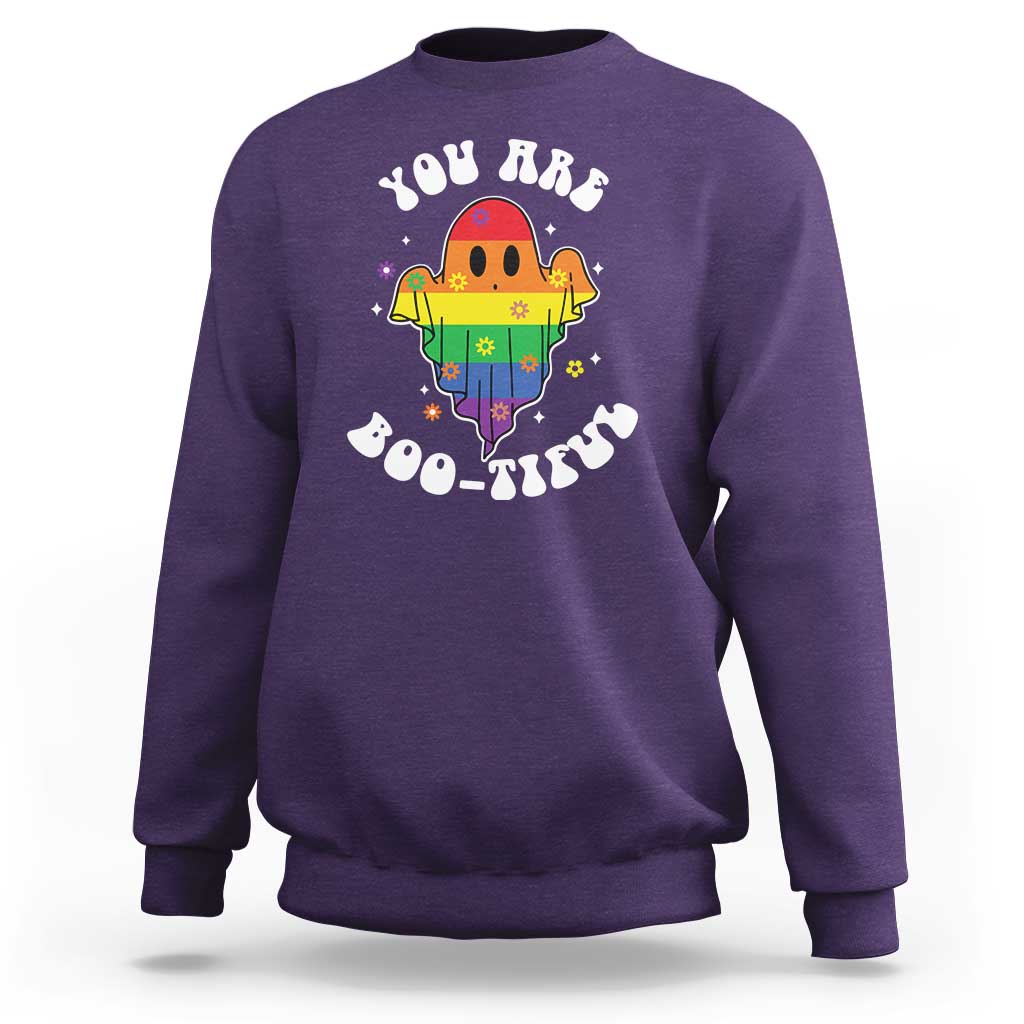 Halloween LGBT Sweatshirt You Are Boo Tiful Beautiful Rainbow Ghost - Wonder Print Shop